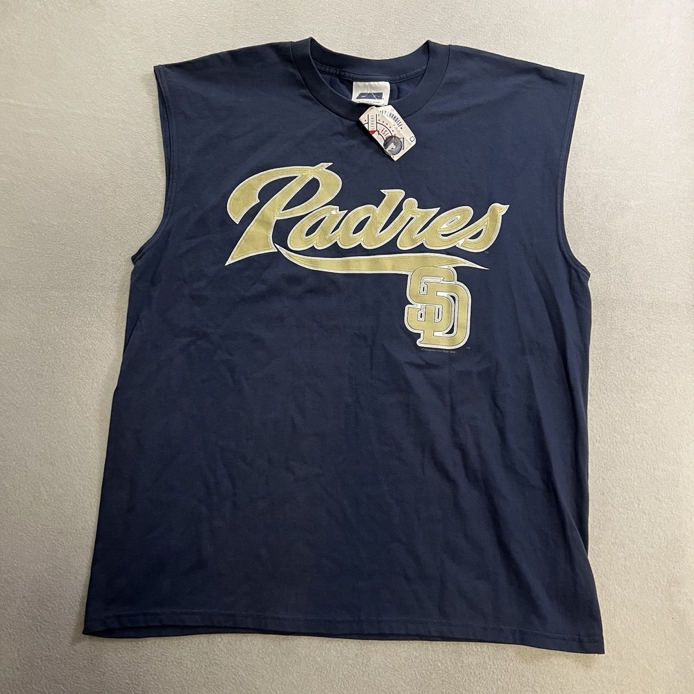 Vintage San Diego Padres Shirt Men's Size XL Blue Sleeveless 2004 New With Tag